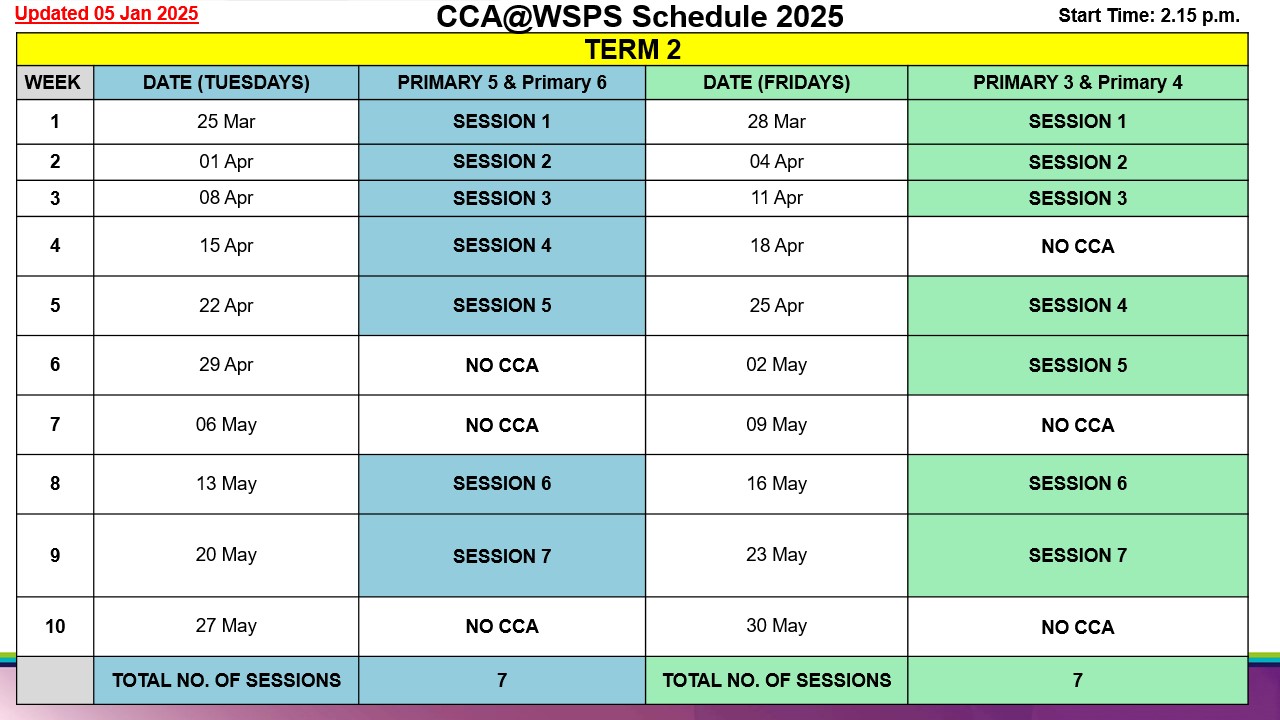 WSPS CCA Schedule 2025 Term 2